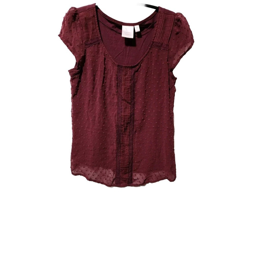 Laura Conrad Maroon Cap Sleeve Top Size Medium Great Condition